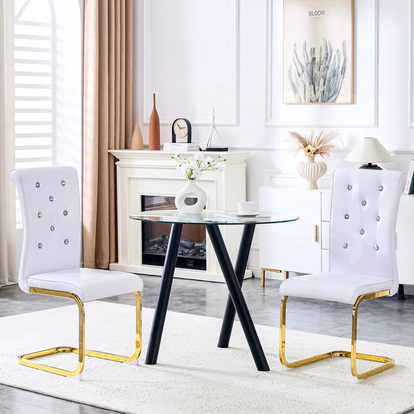 Elegant Design Alligator Skin Upholstered Dining Chairs by Unique Piece Furniture