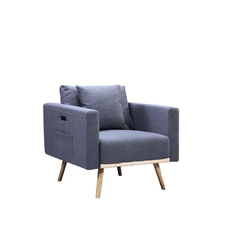 Easton - Fabric Chair With USB Charging Ports Pockets And Pillows by Unique Piece Furniture