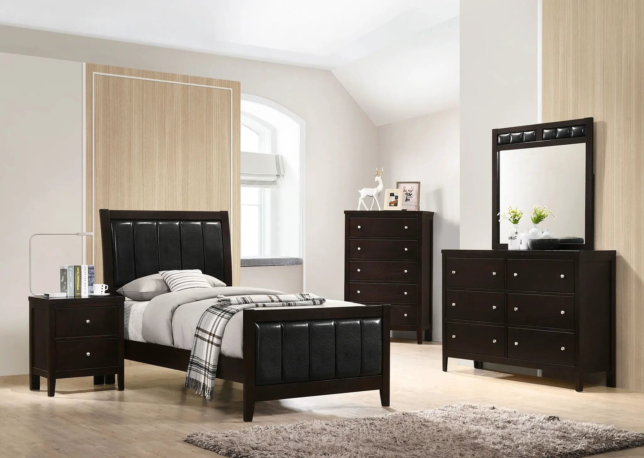 Carlton 5-piece Twin Bedroom Set Cappuccino by Unique Piece Furniture