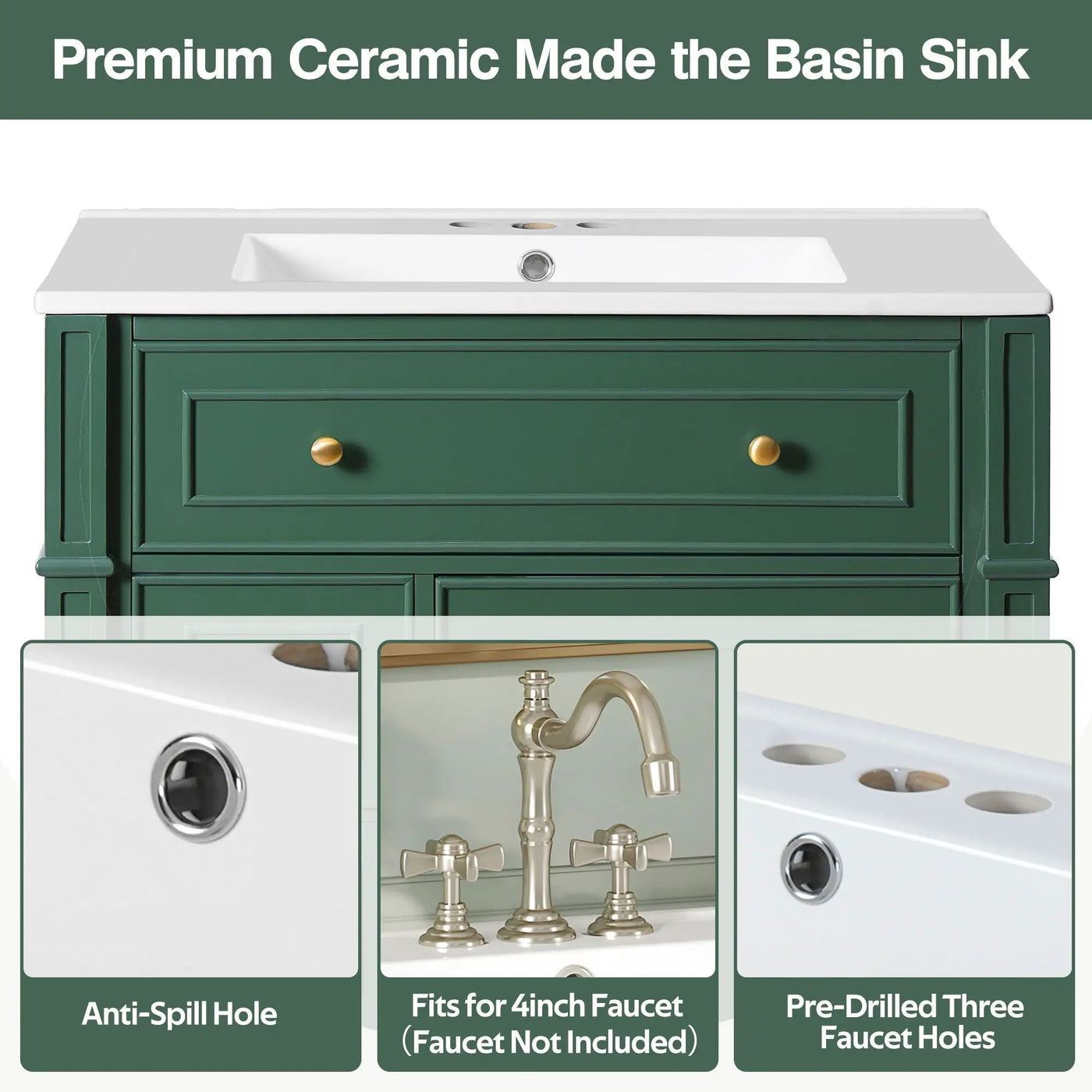 Bathroom Vanity Cabinet With Sink, Soft Close Doors With Door Organizer by HouseOfZazla