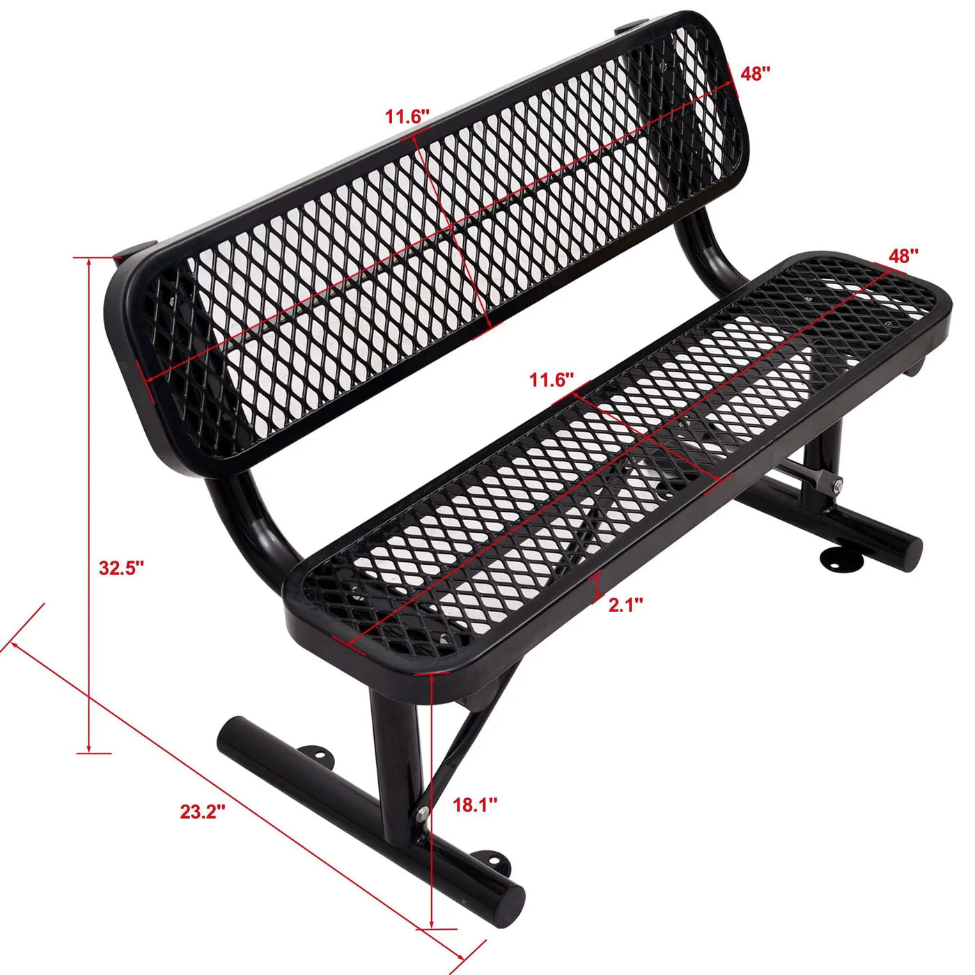 6' Outdoor Steel Bench With Backrest by HouseOfZazla