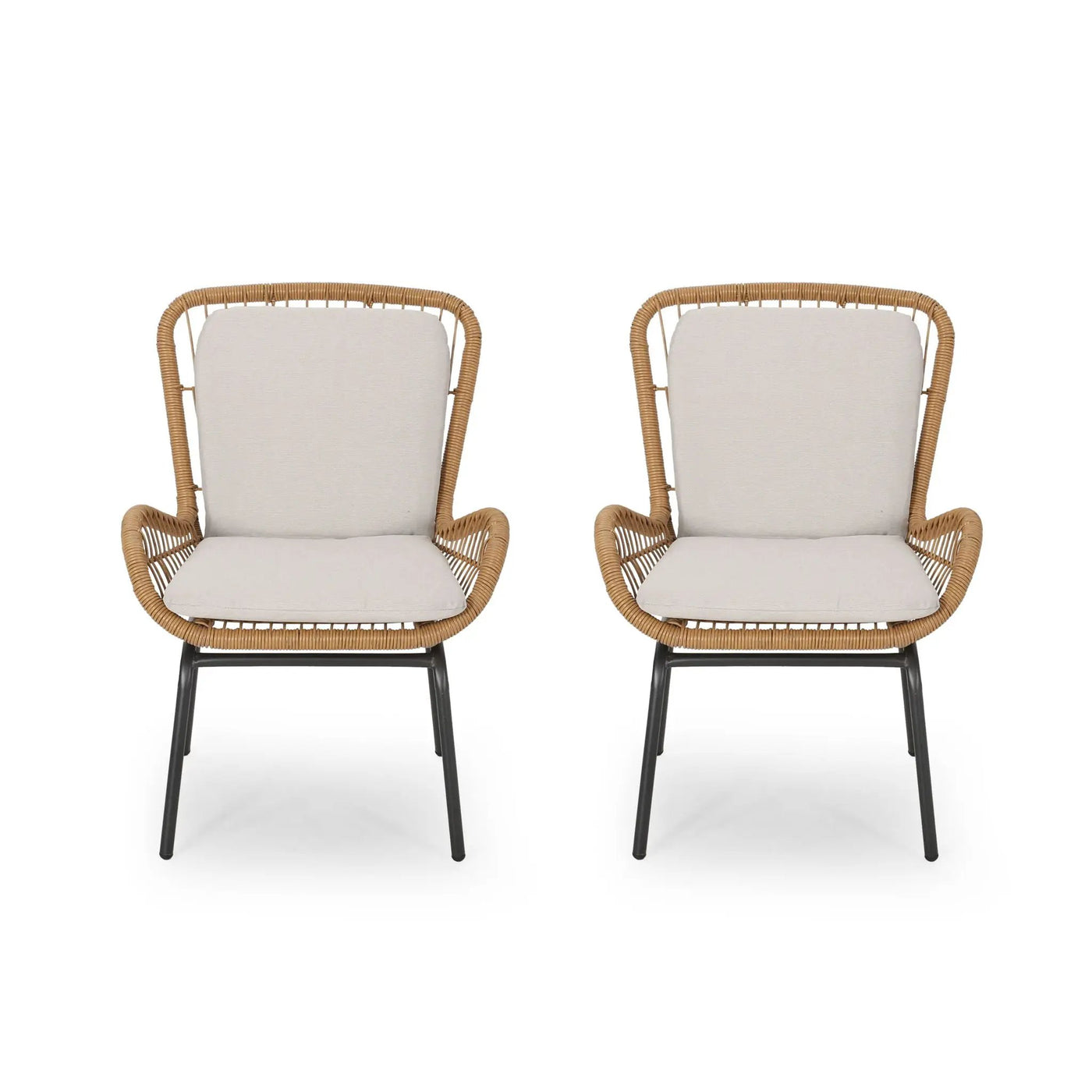 Outdoor Wicker Club Chair With Cushions (Set of 2) by HouseOfZazla