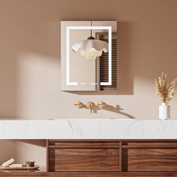 Bathroom LED Lighted Medicine Cabinet with Storage, 24" W x 30" H