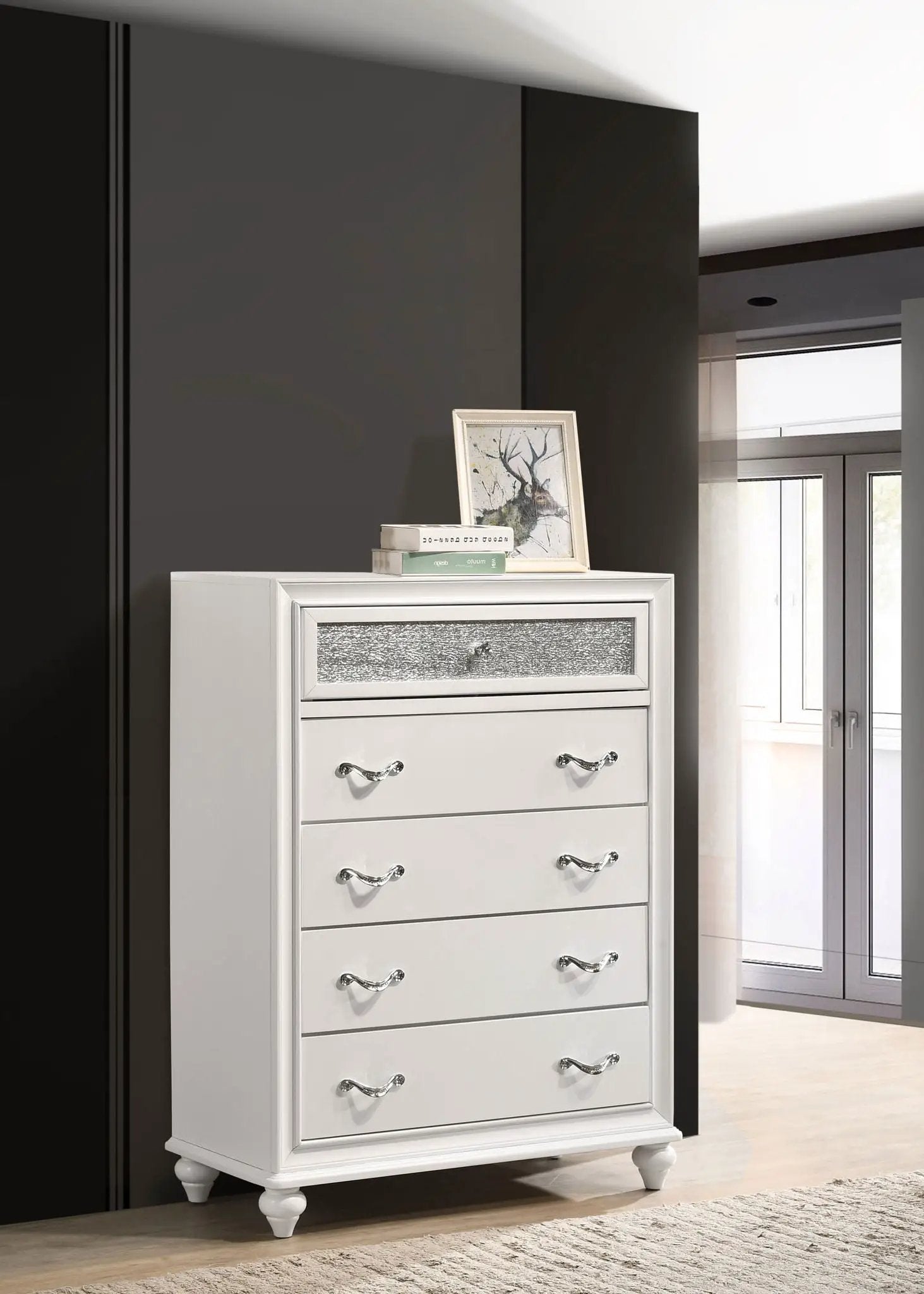 Barzini 5-drawer Bedroom Chest White by Unique Piece Furniture