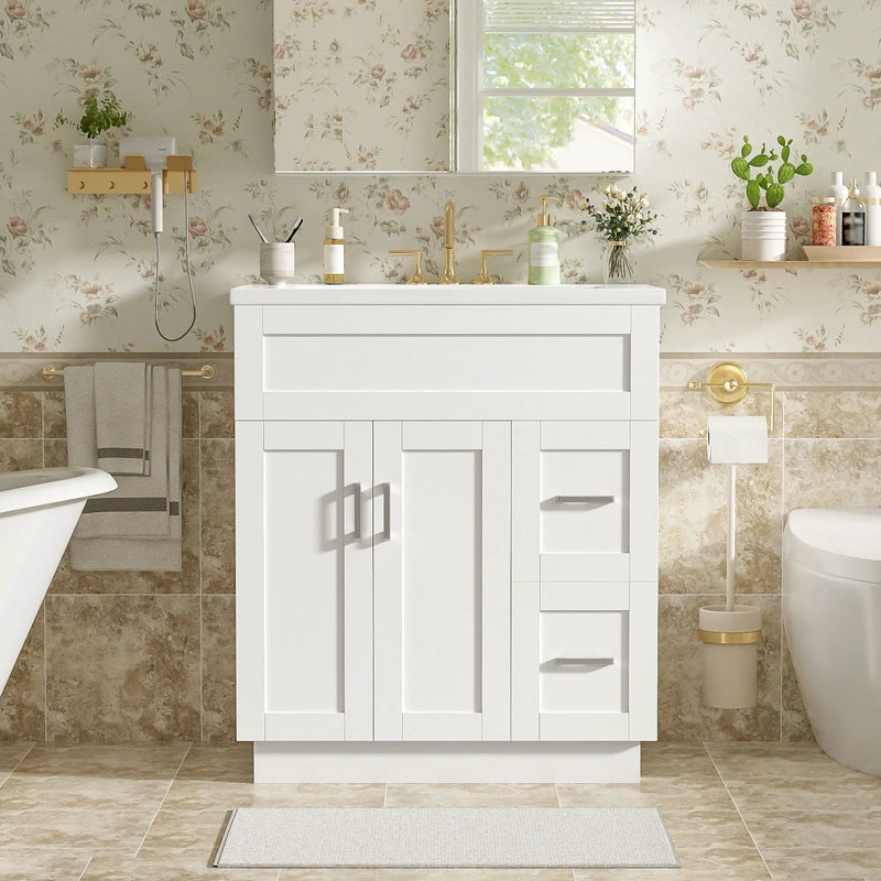 Bathroom Vanity With 2 Doors, 2 Drawers, Adjustable Shelf, Hidden Slides & Soft Close Hinges by Unique Piece Furniture