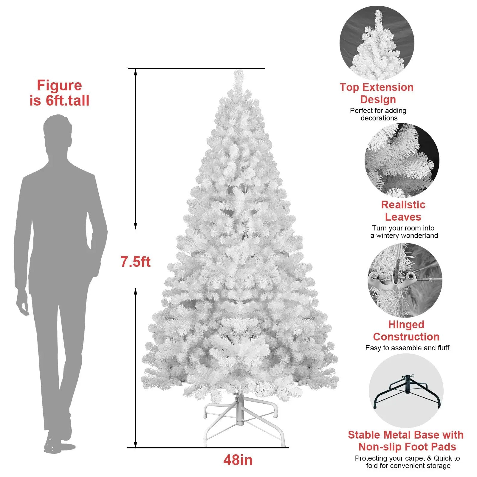 7ft White Christmas Tree with Memory Wire and 1064 Tips by HouseOfZazla
