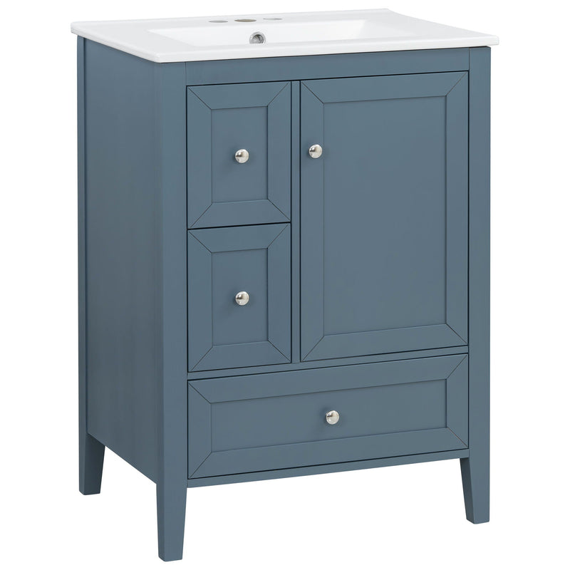 Modern Bathroom Vanity With Sink, Soft Close Drawers & Door, Storage Rack by HouseOfZazla