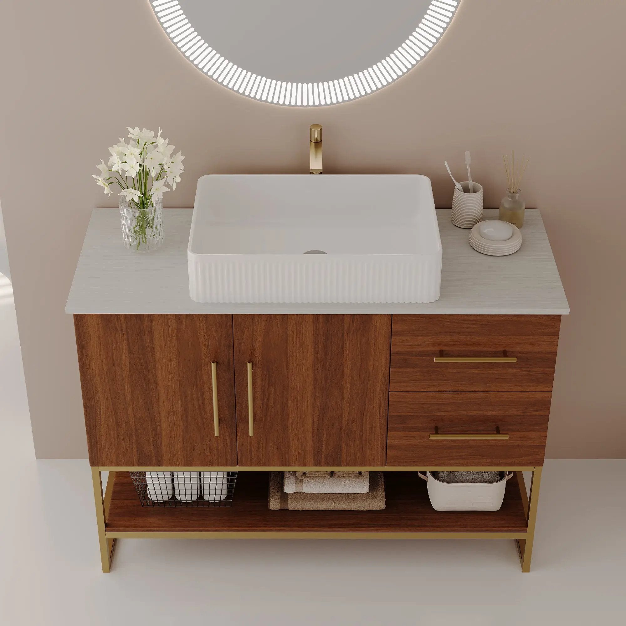 36" Modern Bathroom Vanity with Ceramic Vessel Sink by HouseOfZazla
