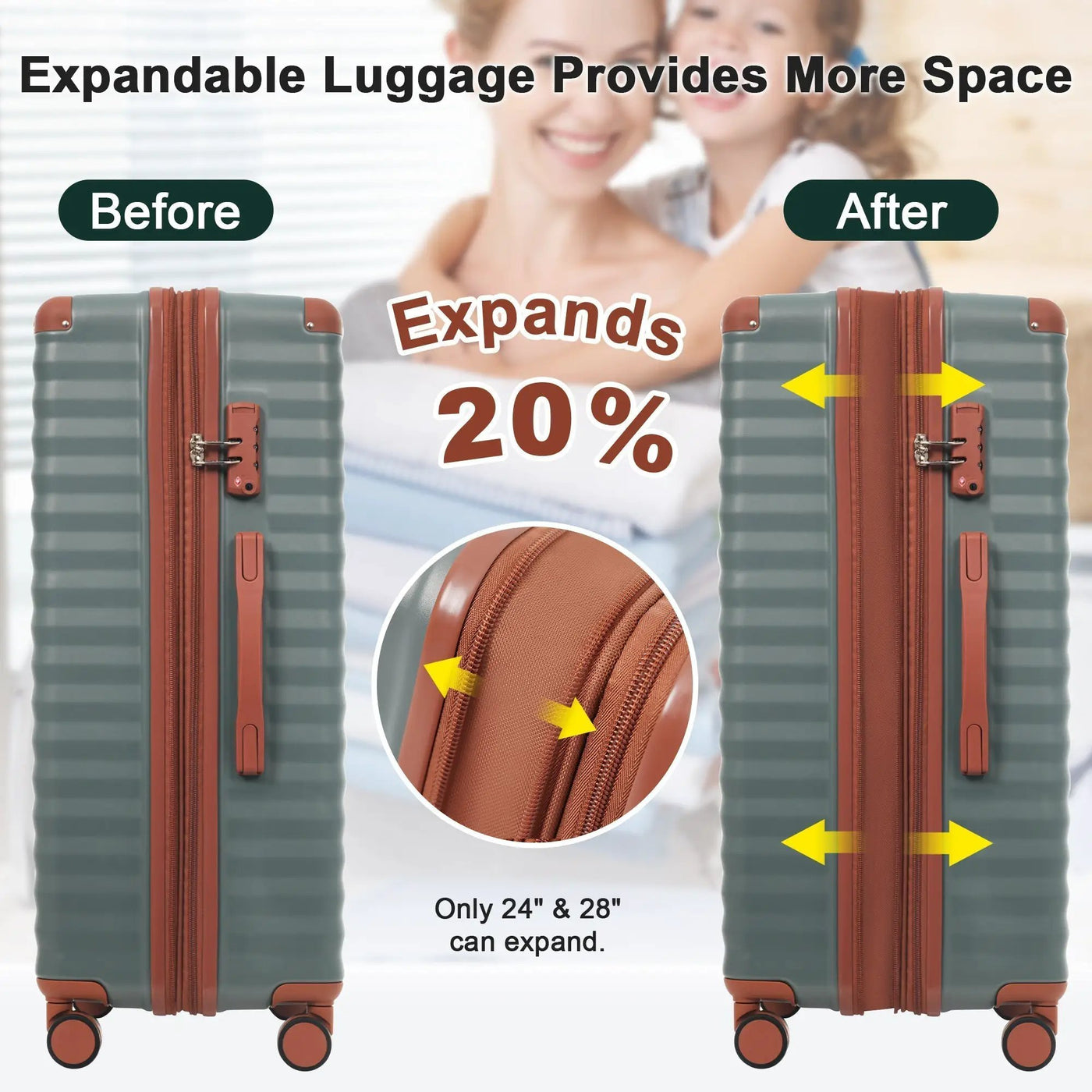 Deluxe 5-Piece Hard-Side Luggage Set with USB and TSA Locks by HouseOfZazla