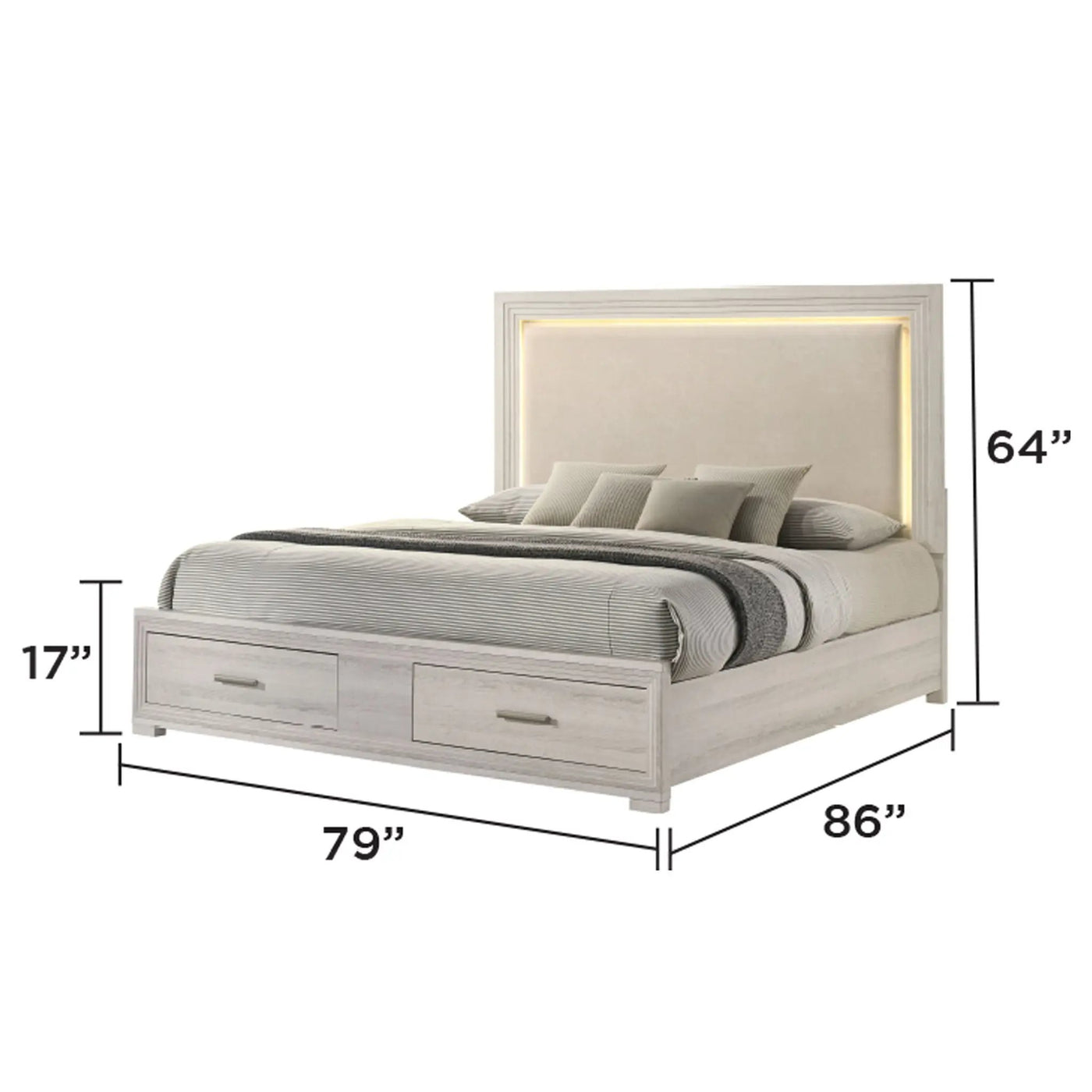 Colorado - Bed With Upholstered LED Headboard by HouseOfZazla