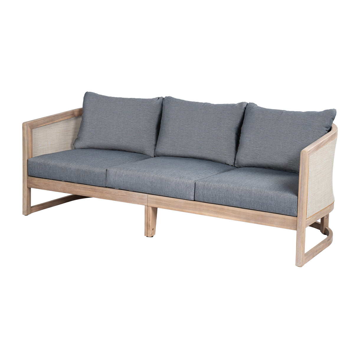 Catania Acacia 3 Seater Sofa with Water-Repellent Fabric - Grey/Light White or Teak+ Beige, photo 4 of 10