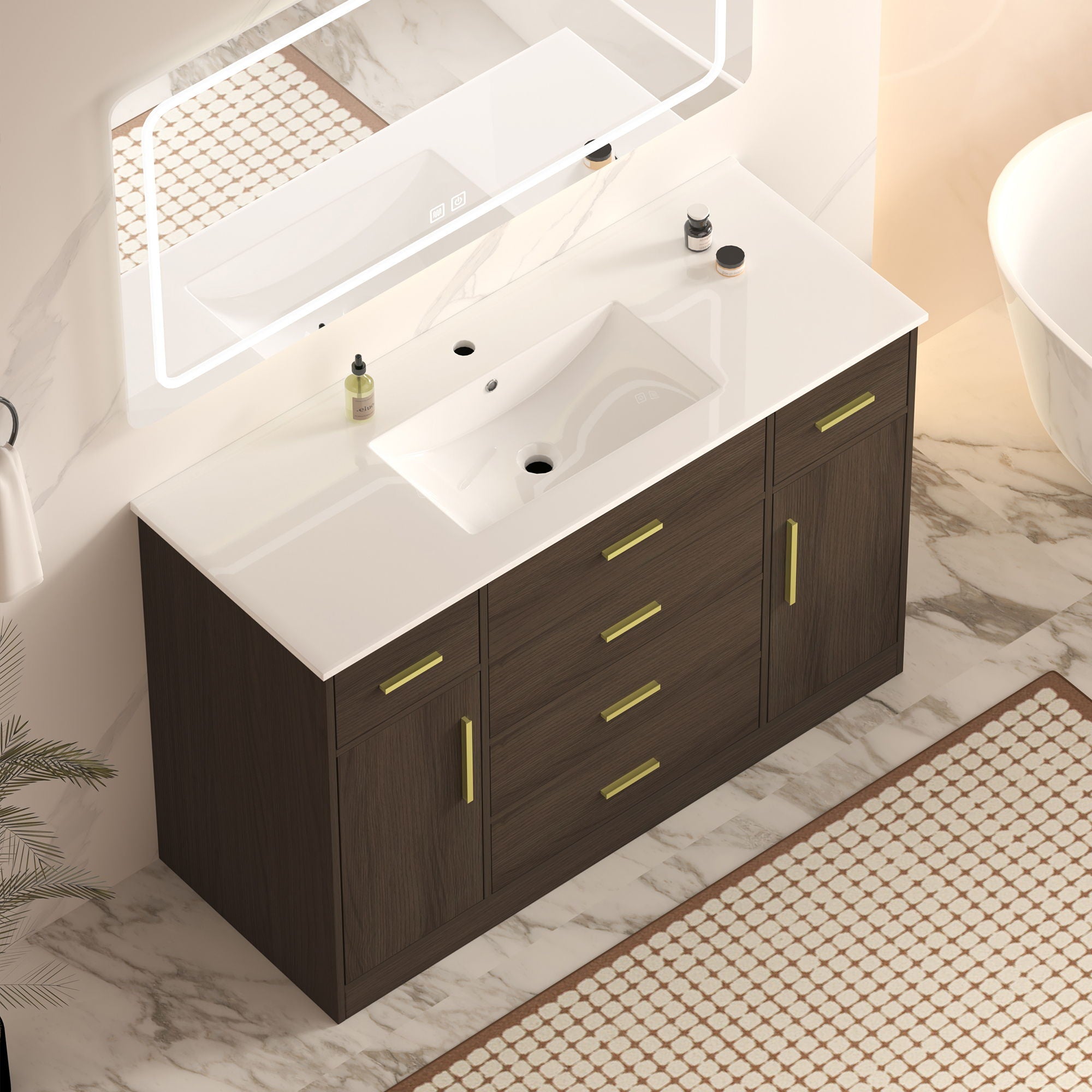 Bathroom Vanity With Abundant Storage 2 Soft Close Doors And 6 Drawers by Unique Piece Furniture