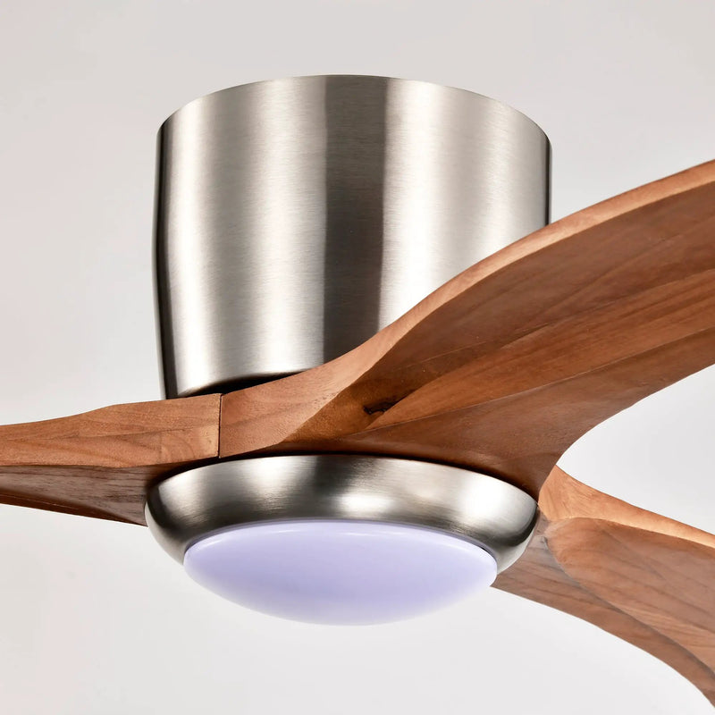 52" Flush Mount Fan Light with Solid Wood Blades and Remote Control by HouseOfZazla