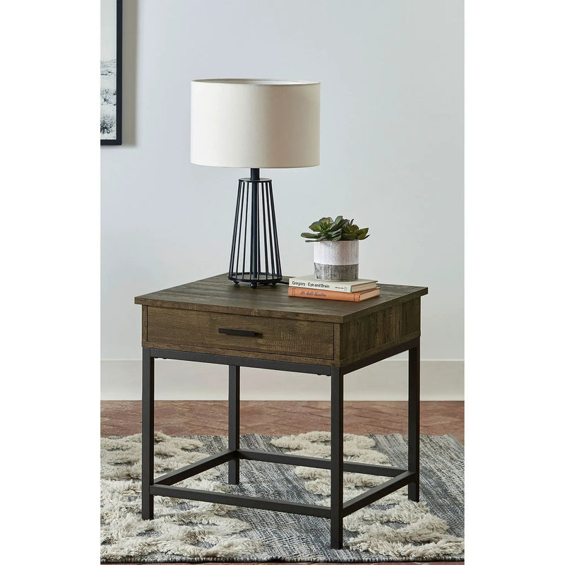 Square End Table With 1 Drawer - Brown by HouseOfZazla