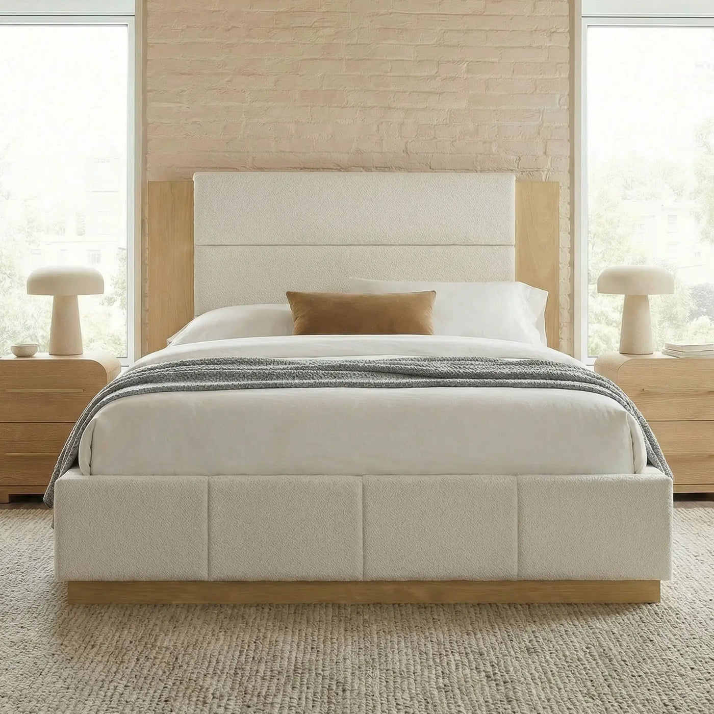 Modern Upholstered Platform Bed With Extended Headboard by HouseOfZazla