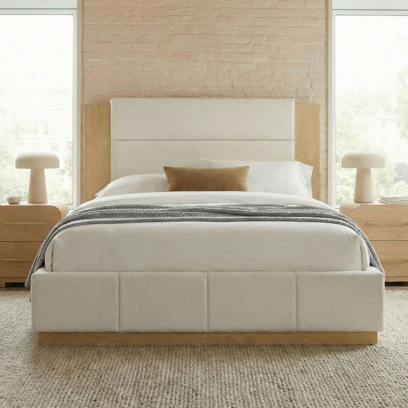 Modern Upholstered Platform Bed With Extended Headboard by HouseOfZazla