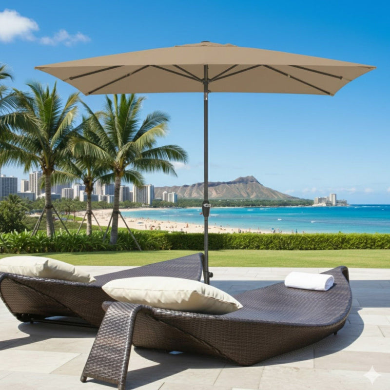 Rectangular Patio Umbrella With Crank Tilt, Polyester UV-Resistant Canopy by HouseOfZazla