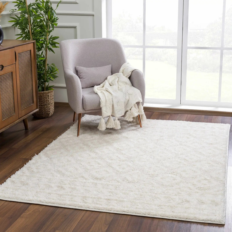 Eivin Cream Diamonds Plush Rug by Boutique Rugs
