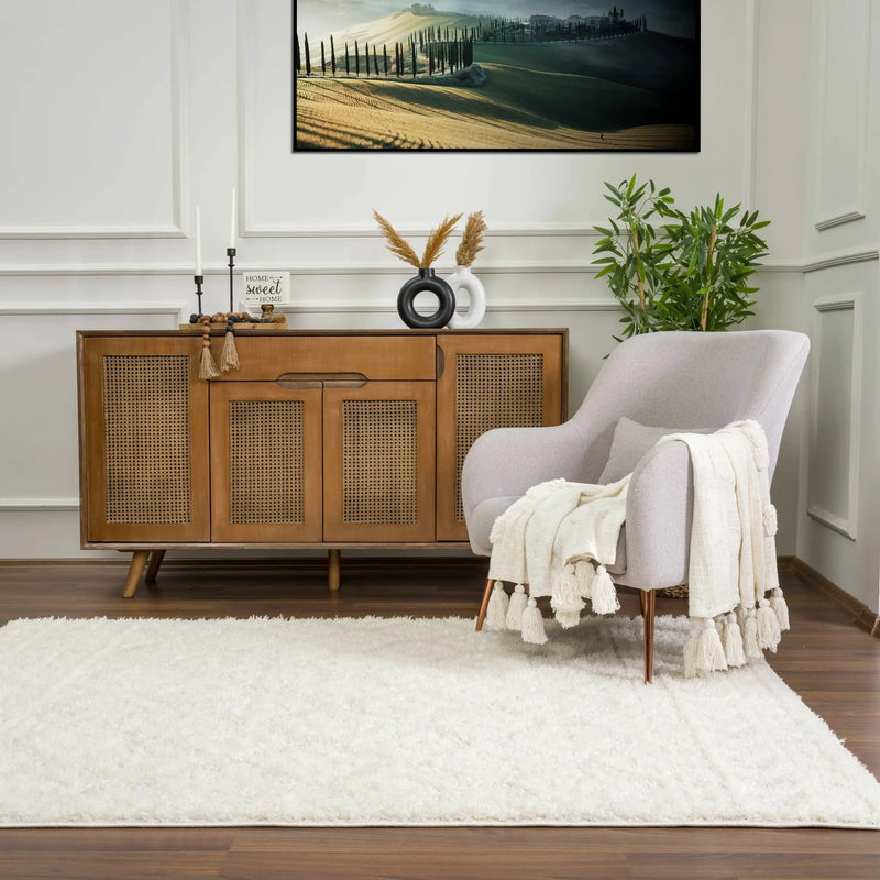 Eivin Cream Diamonds Plush Rug by Boutique Rugs