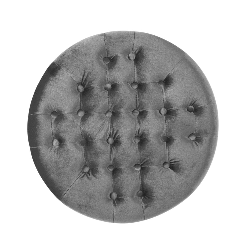 Elegant Round Ottoman Footstool With Studded Rim by HouseOfZazla