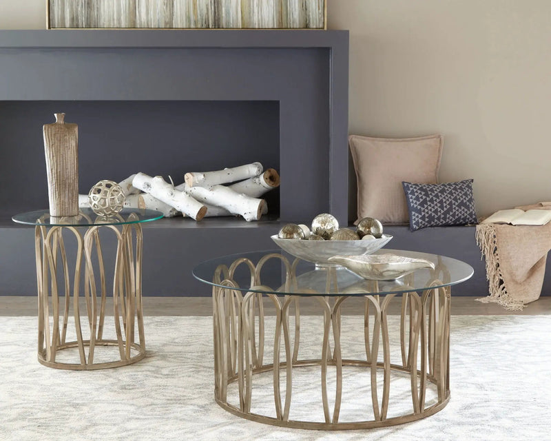 Monett Round Glass Top Side End Table Chocolate Chrome by Unique Piece Furniture