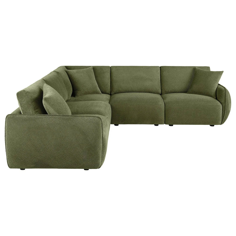 Elysia 5-piece Chenille Upholstered Modular Sectional Sofa Green by Unique Piece Furniture