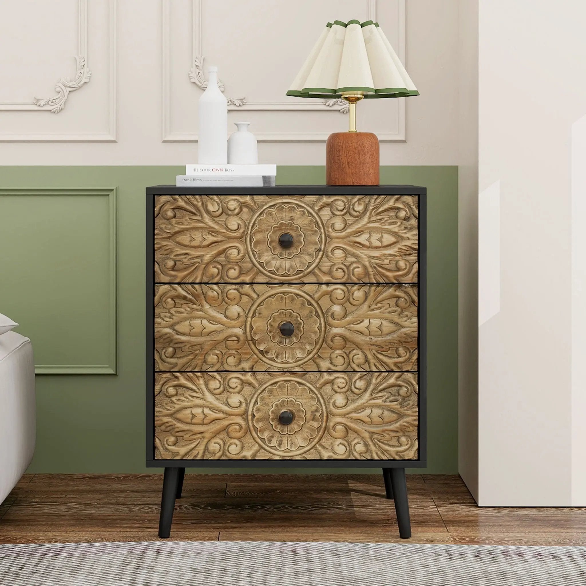 3 Drawer Cabinet, Suitable For Bedroom - Black by Unique Piece Furniture