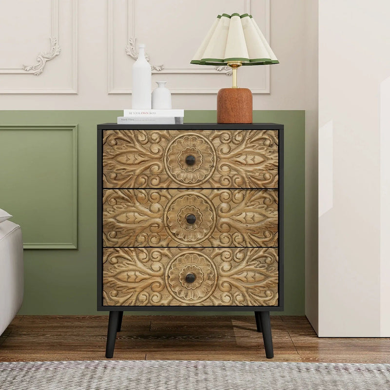 3 Drawer Cabinet, Suitable For Bedroom - Black by Unique Piece Furniture