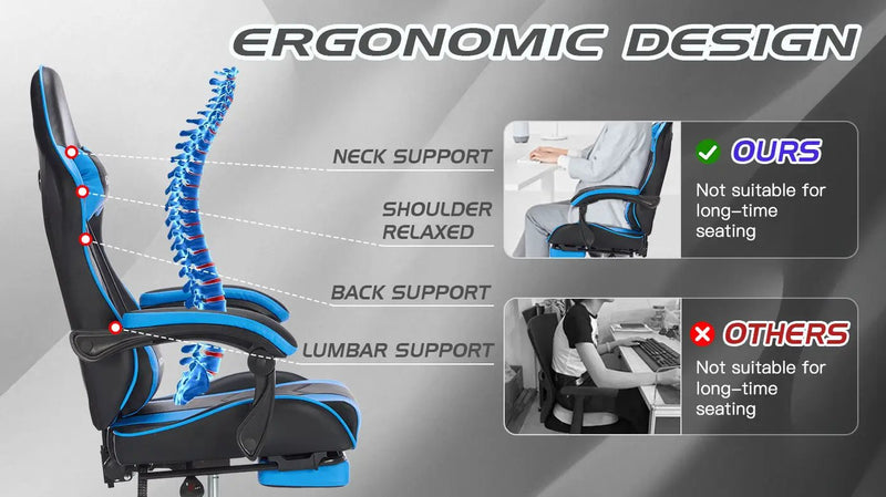 Gaming Chair with Footrest and Ergonomic Features by HouseOfZazla
