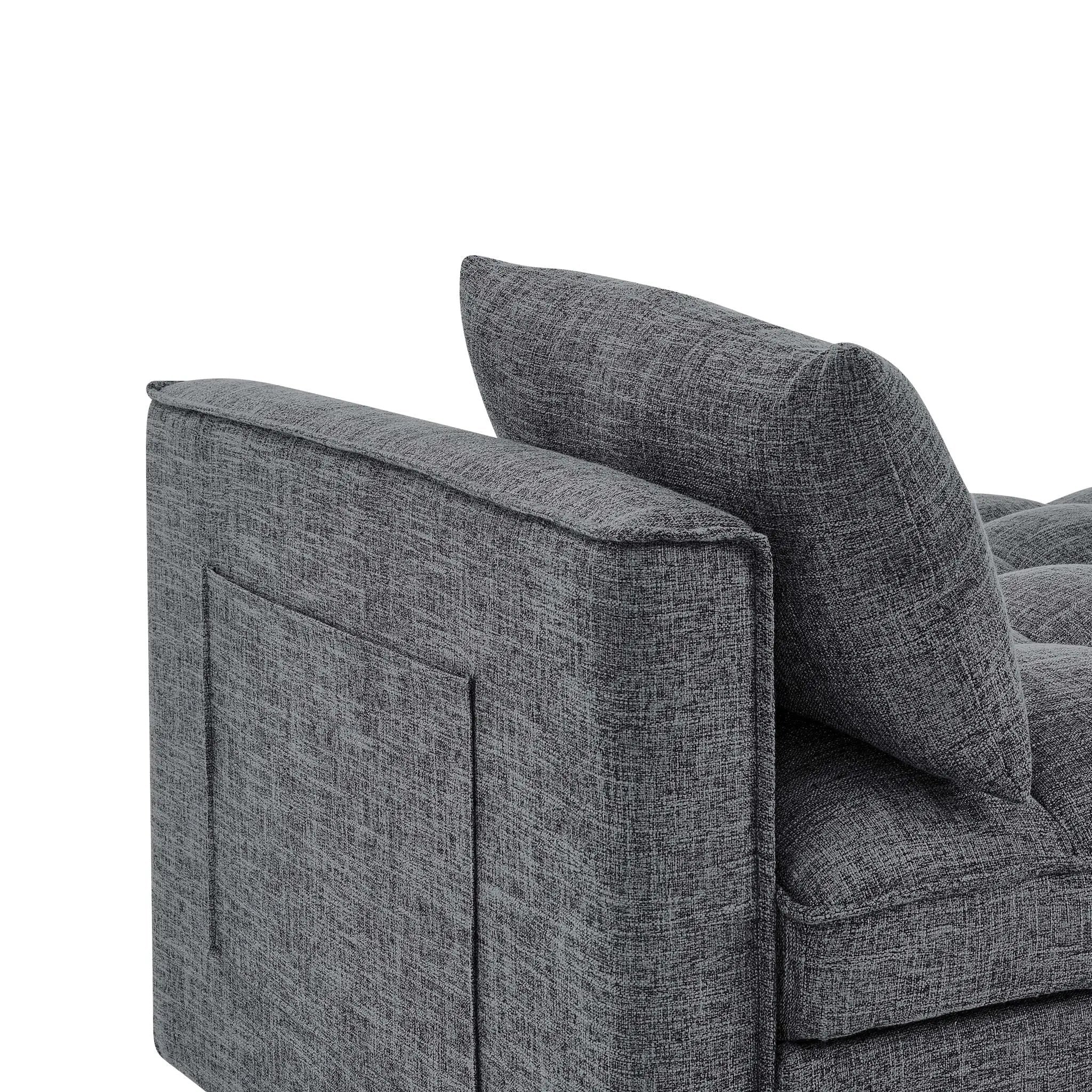 Sienna - Tufted Convertible Sleeper Sofa With Chaise - Gray by HouseOfZazla