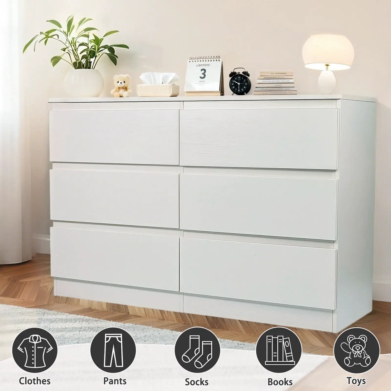 6 Drawer Dresser With Spacious Countertop And Concealed Handles by HouseOfZazla