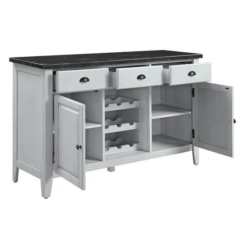 Lanton - Server - Natural Marble & Antique White by Unique Piece Furniture