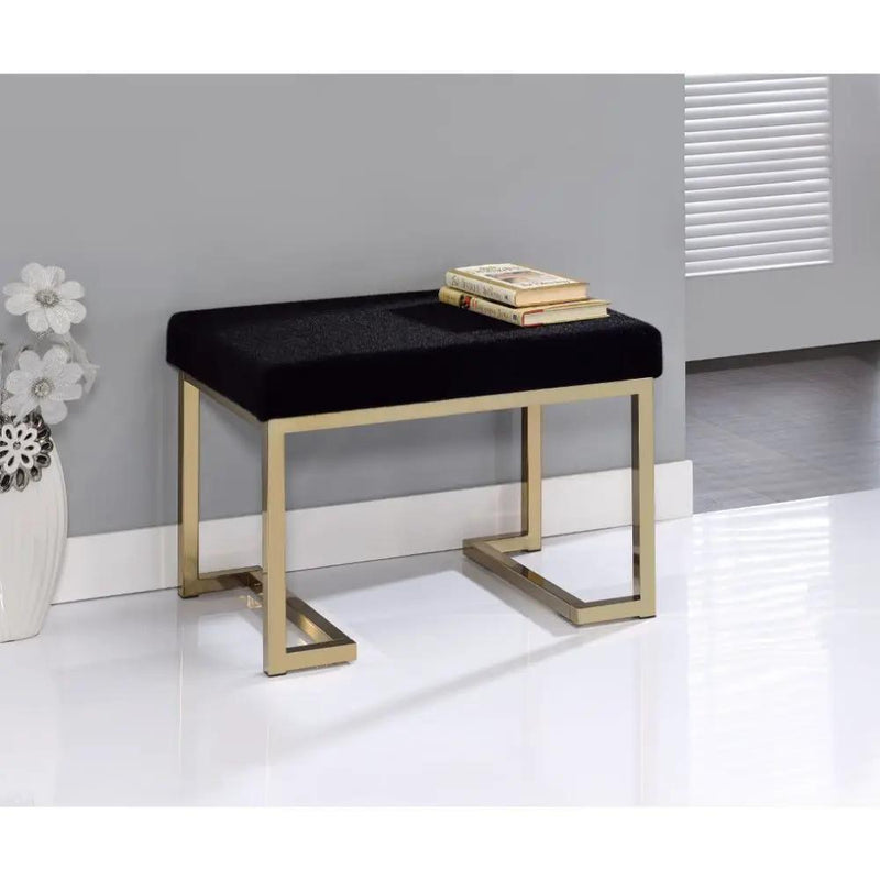 Boice - Ottoman - Black Fabric & Champagne by Unique Piece Furniture