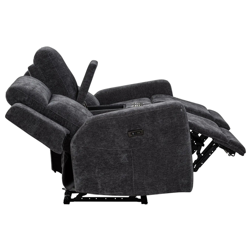 Kennett Chenille Upholstered Power Reclining Loveseat Grey by Unique Piece Furniture