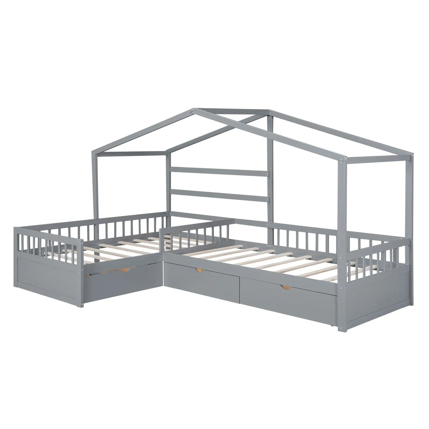 L Shape Platform Bed With 3 Storage Drawers by HouseOfZazla