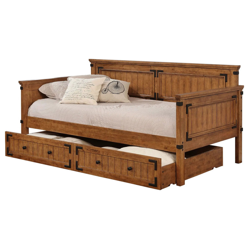 Oakdale Wood Twin Daybed with Trundle Rustic Honey by Unique Piece Furniture