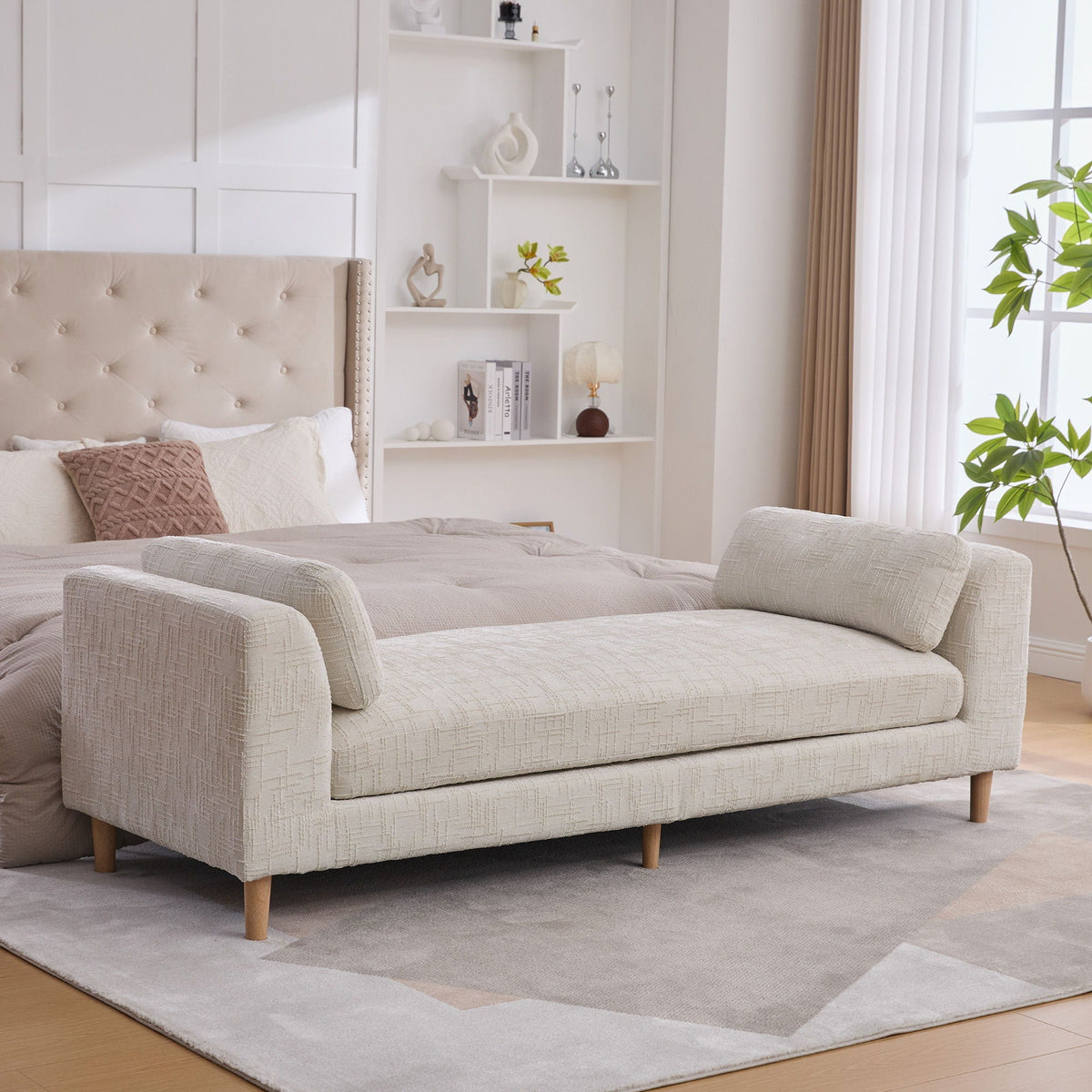 Modern Upholstered End Of Bed Bench With Armrests, photo 15 of 19