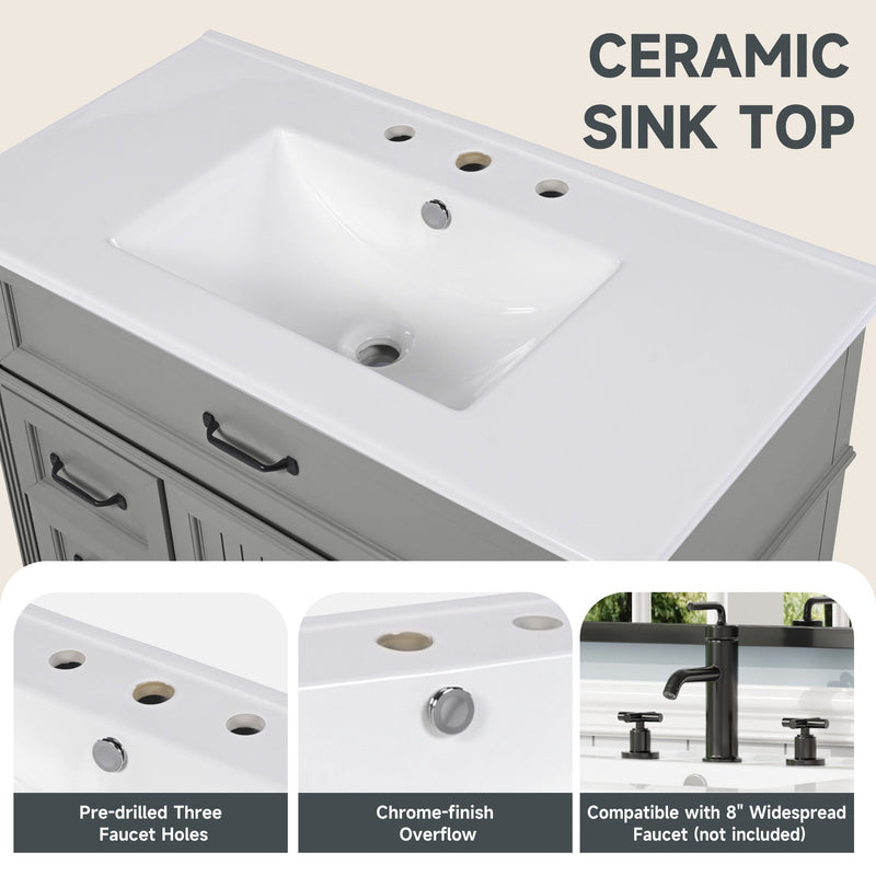 Bathroom Vanity With Sink, Freestanding Cabinet & Drawers by HouseOfZazla