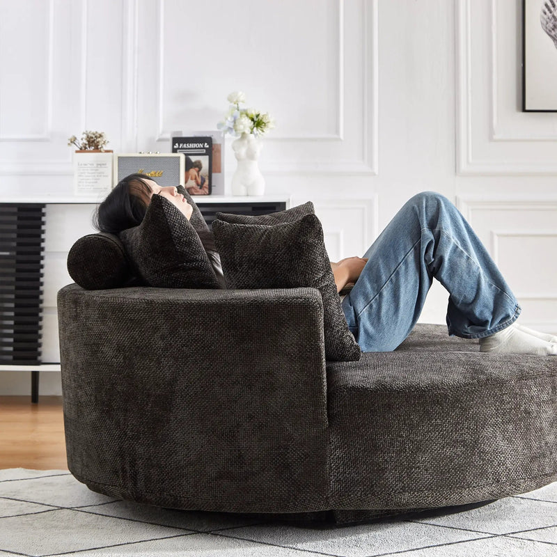 55'' Chenille Foam Single Swivel Chair by HouseOfZazla