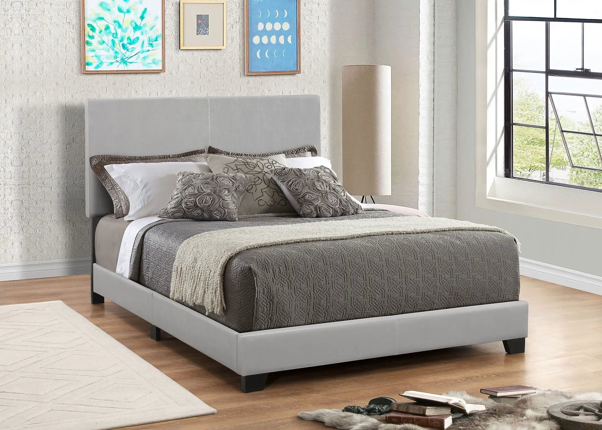 Dorian Faux Leather Upholstered Full Panel Bed Grey by Unique Piece Furniture