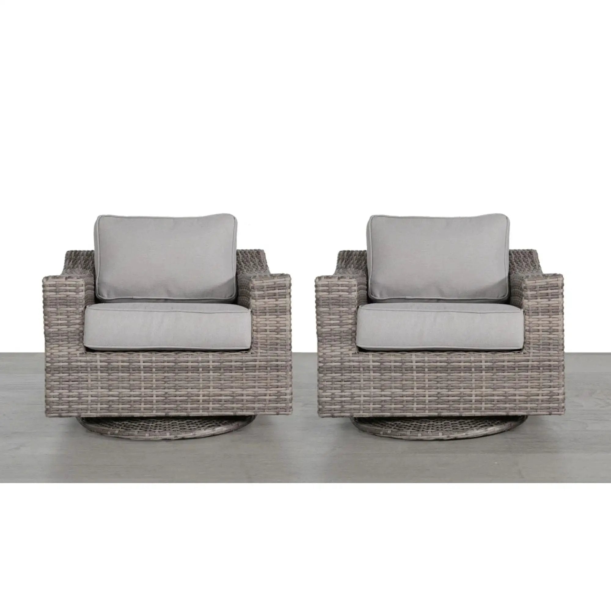 Swivel Patio Chair With Luxurious Cushions Perfect For Outdoor Relaxation (Set of 2) - Gray Mix by Unique Piece Furniture