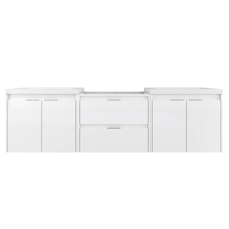72" Bathroom Vanity With Resin Sink, Soft Close Doors, and 1-Side Cabinet by HouseOfZazla