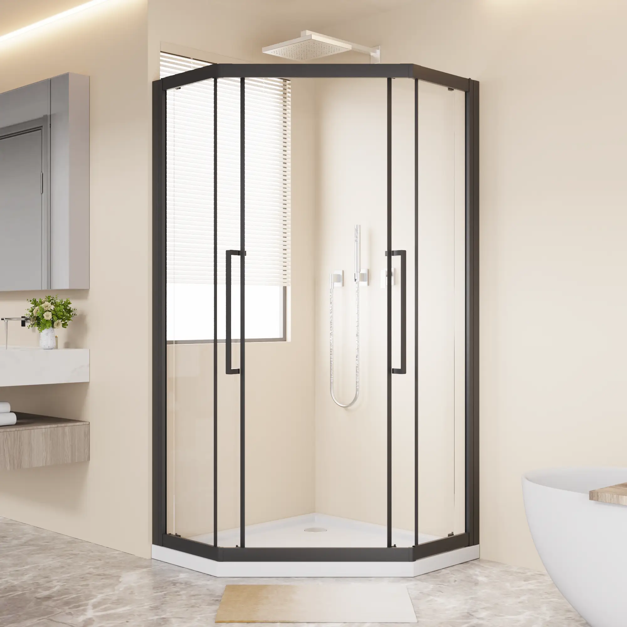 Neo-Angle Sliding Shower Enclosure 36"x72" by HouseOfZazla