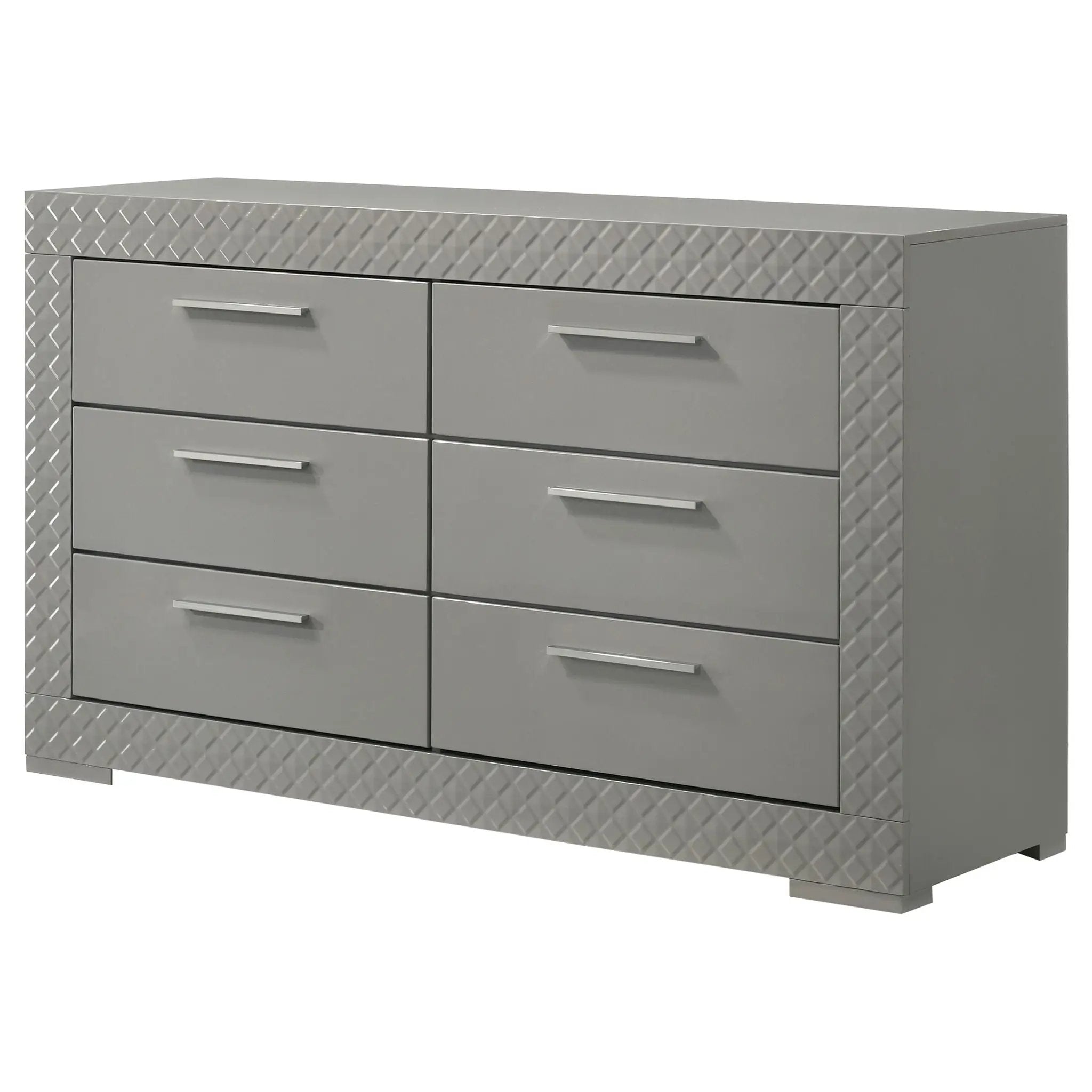 Ives 6-drawer Dresser Cabinet Grey High Gloss by Unique Piece Furniture