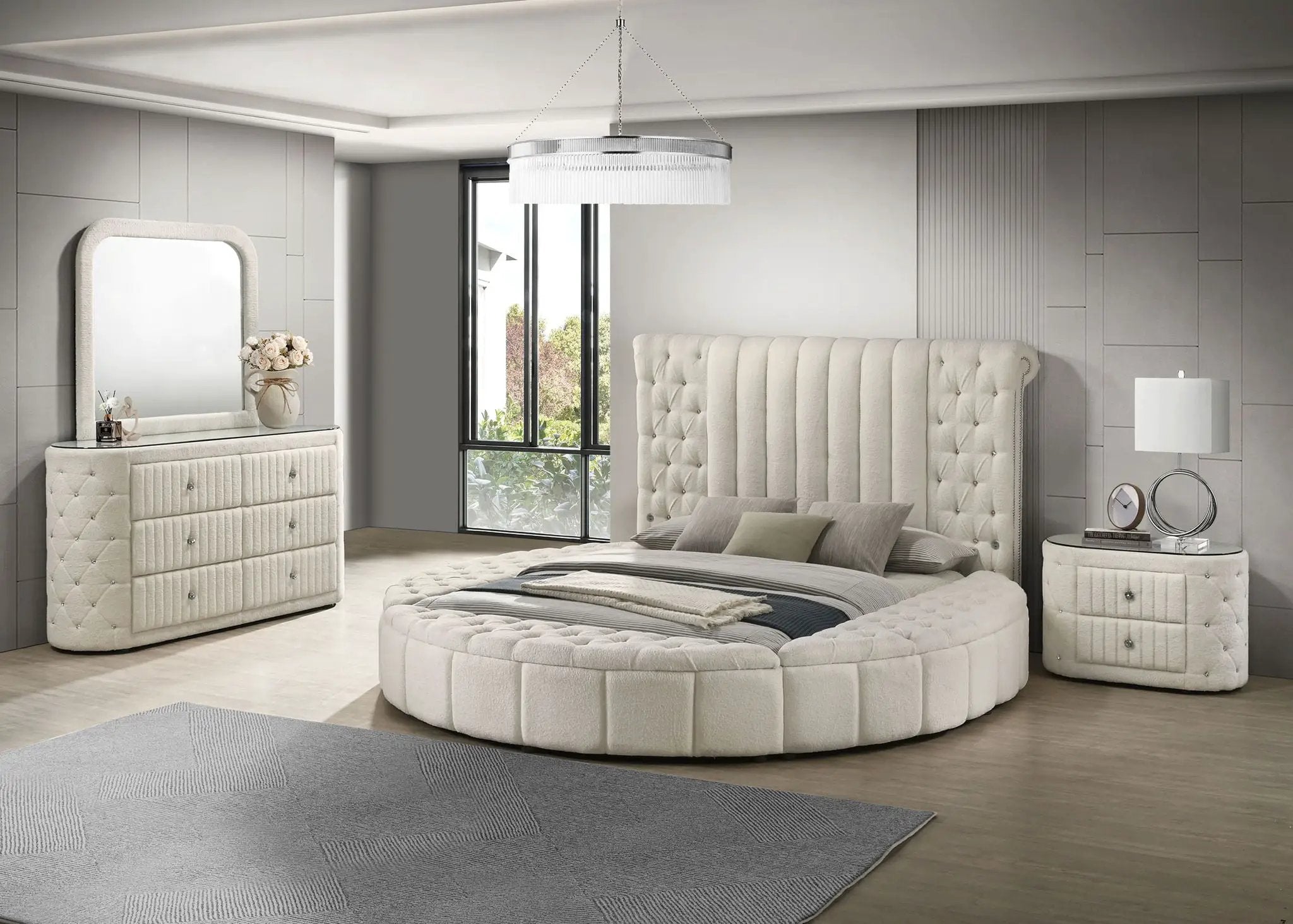 Sonya 4-piece Upholstered Eastern King Bedroom Set Ivory by Unique Piece Furniture