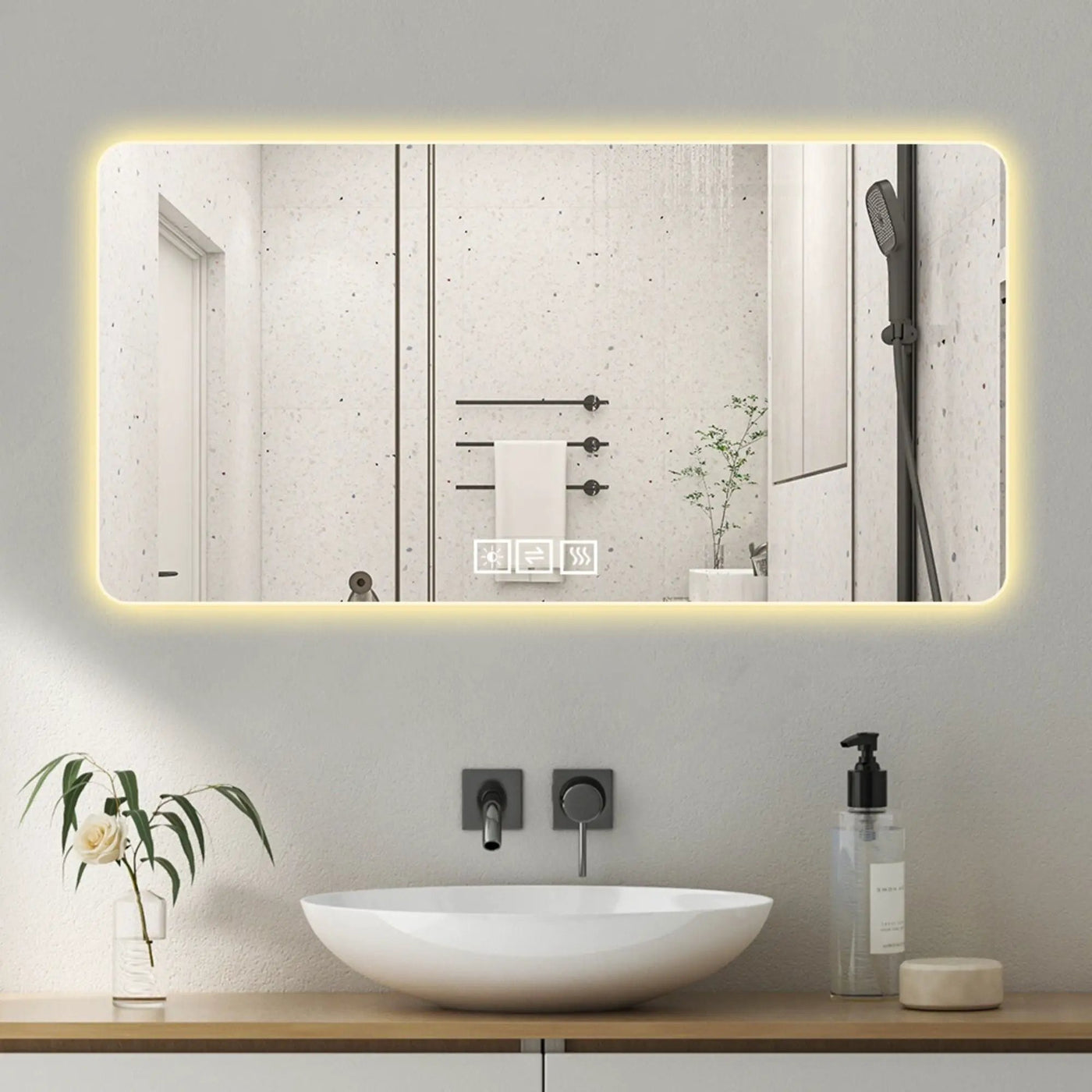 LED Bathroom Mirror With 3 Color Dimmable Backlight by HouseOfZazla