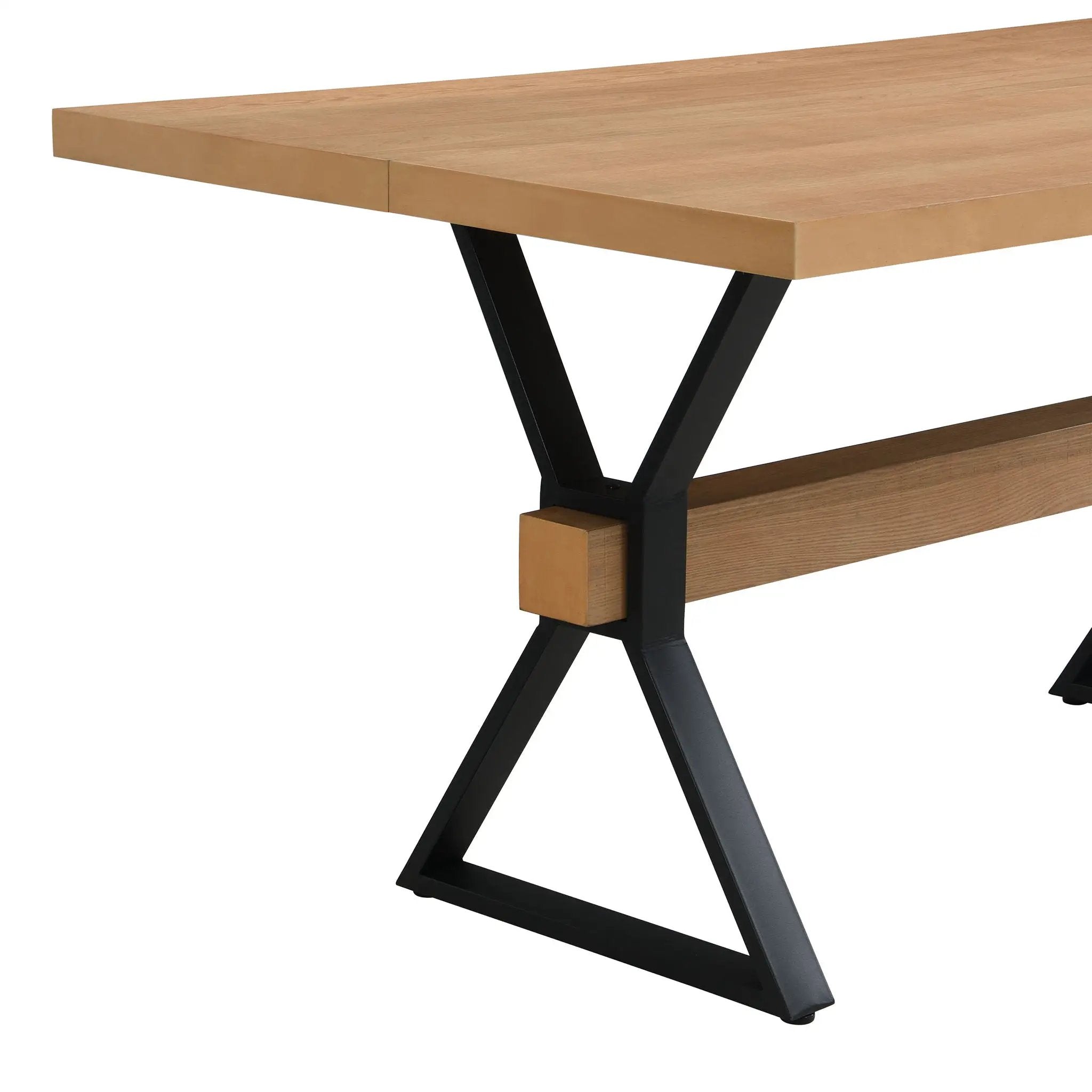 Farmhouse Style X Shaped Legs Dining Table With Metal - Natural by HouseOfZazla