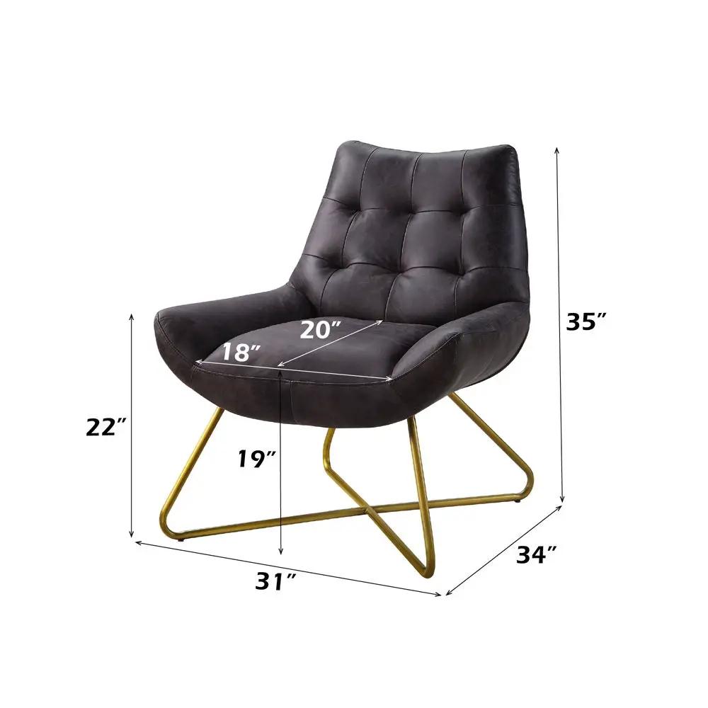 Dhalsim - Accent Chair - Antique Ebony Top Grain Leather by Unique Piece Furniture