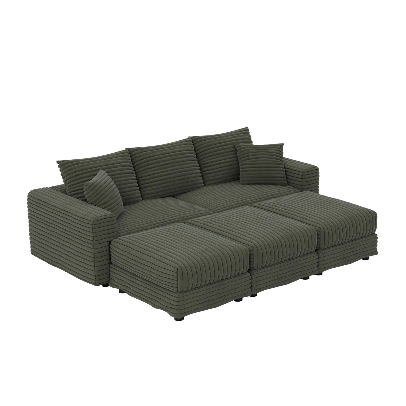 Convertible Deep Seat Sofa With Soft Pillows And Ottomans by HouseOfZazla