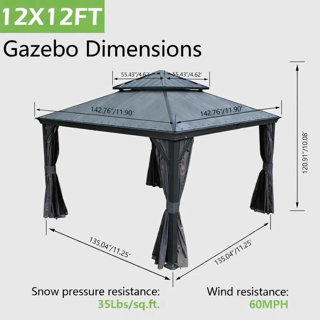 12'x12' Hardtop Gazebo with Resin Roof by HouseOfZazla